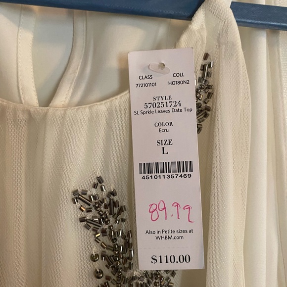 White House Black Market NWT Embelished Leaf Tank - Picture 6 of 7